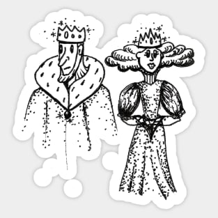 Royal King and Queen Doodle Sticker